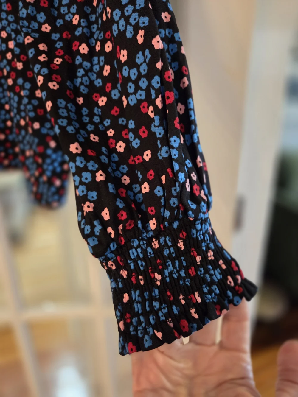 Boden Navy Blue Floral Long-Sleeve Blouse - Size 16/ 18